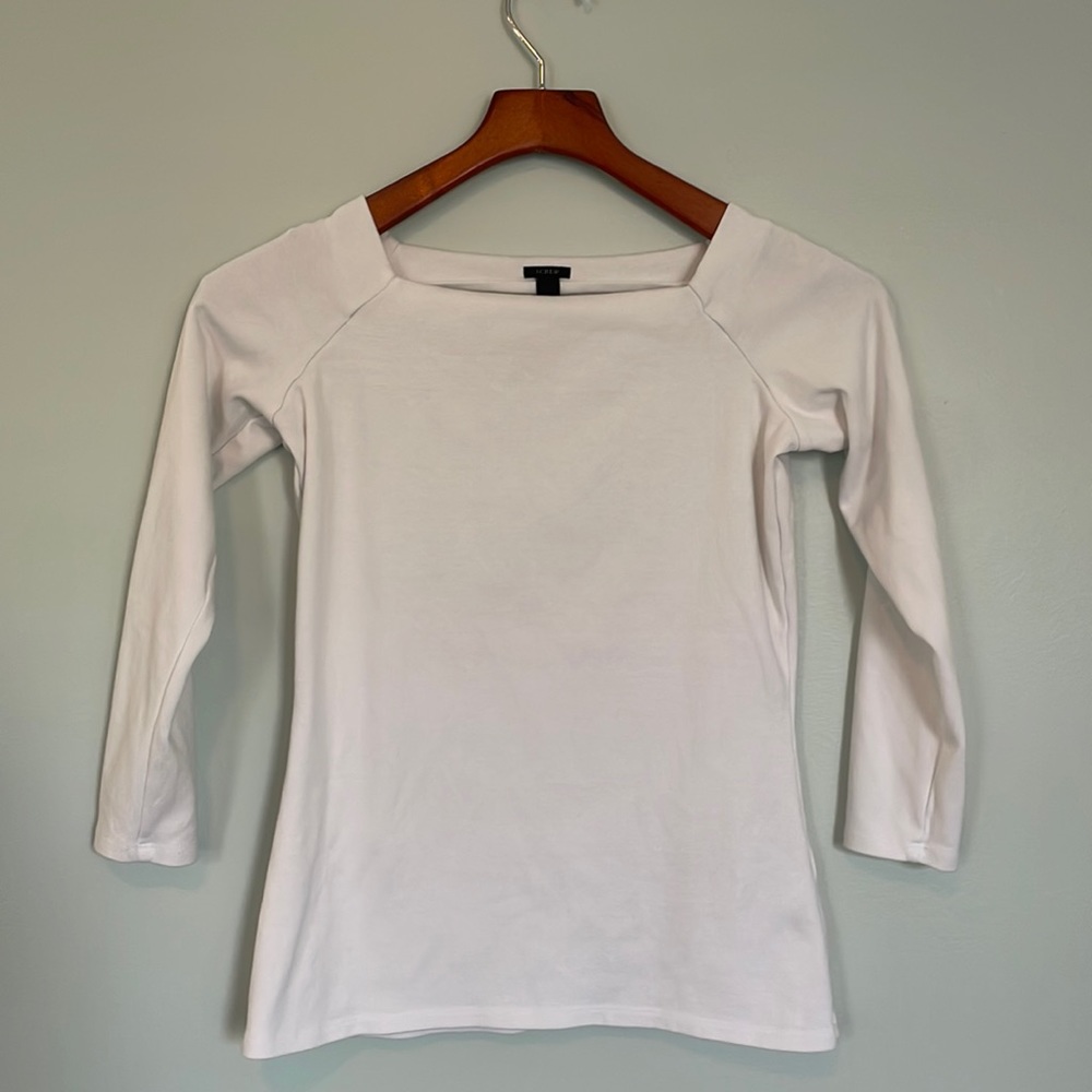 J crew boatneck white top S